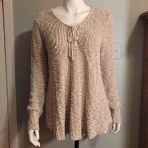 Natural Reflections Oversized Textured Speckled Knit Long Sleeve Sweater Large
